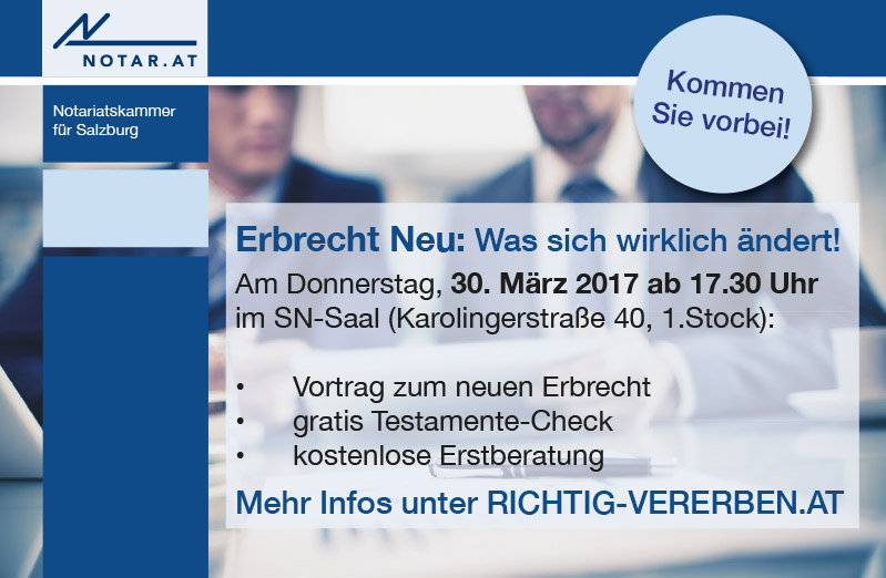 Die Salzburger Notare informierten über das neue Erbrecht im SN-Saal.